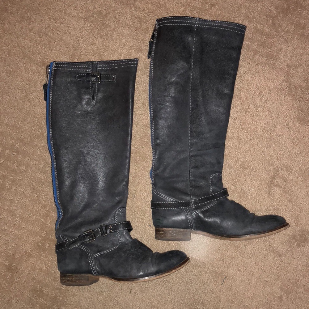 Steve Madden - Black/Gray boots with blue zipper